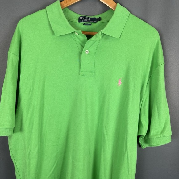 Polo Ralph Lauren Shirt Mens XL Green Short‎ Sleeve Pink Horse  Golf - Picture 2 of 6